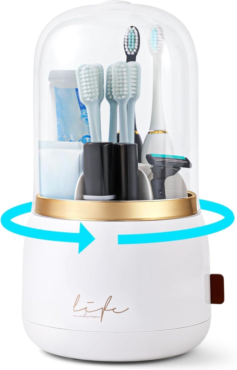 Forest Angle Toothbrush Holders for Bathrooms,Rotating 7-Slot with Cover and Draining Water,Kids Electric Toothbrush Holder and Toothpaste Stand Storage for Bathroom Accessories Counter Organizer Vanity - Image 1